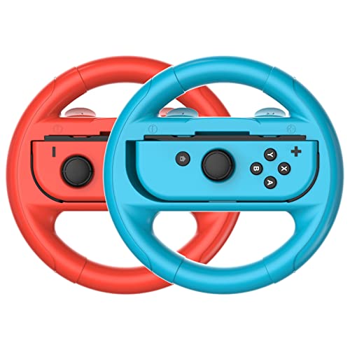 Switch Steering Wheels for Nintendo Switch & OLED Console for JoyCons, Racing Wheels for Mario Kart 8 Deluxe Mariokart Switch Steering Wheel for Joycon Controller Attachment Accessories Red Blue von RREAKA