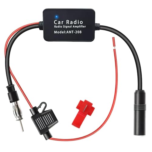Universeller Autoradio Antennenverstärker 12V FM DAB Adapter Radio Verstärker mit Hoher Verstärkung Geringes Rauschen Einfache Installation mit Kleber und Clip für Auto FM Radio Antennen von RRICHH