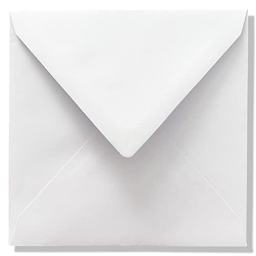 100 Luxus-Umschläge – Weiß, 15,5 x 15,5 cm, 110 g/m², 155 x 155 mm, Spitzlasche von RS C&C