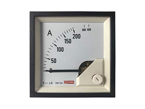 RS PRO Amperemeter 10 (Input) A, 200/5 (CT) A, 400 (Scle) A AC Dreheisen, 68mm x 68mm T. 54 (<30 A) mm, 62 (30 von RS PRO