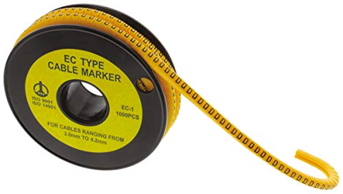 RS PRO Kabel-Markierer, aufsteckbar, Beschriftung: D, Schwarz auf Gelb, Ø 3mm - 4.2mm, 4mm, 1000 Stück, Packung a 1000 Stück von RS PRO