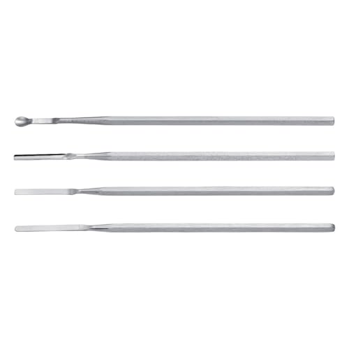 RSG Edelstahl Mikro-Pulverspatel, 6-Kant-Griff, 150mm Länge, 4mm Breite, 5 Stück von RSG