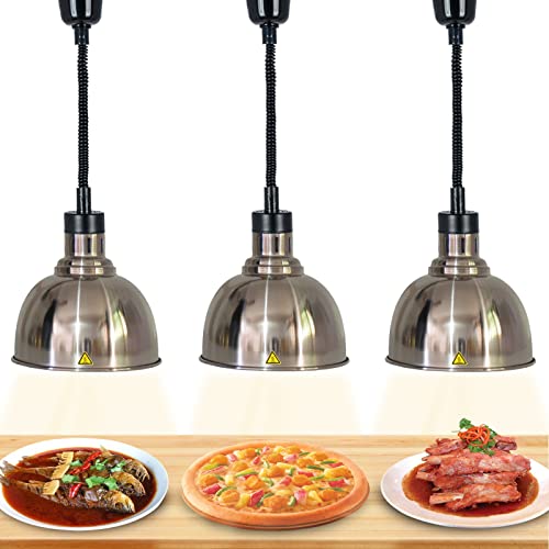 3 Stück Lebensmittel Wärmelampe, Kommerzielle Speisenwärmer Lampe 60-180cm Höhenverstellbar Wärmelampe Speisen, Hängend Wärmelampe Speisen - 250W nfrarot-Glühbirne von RSHJD