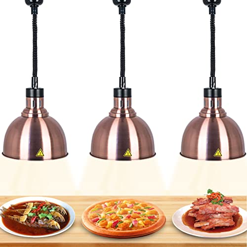3 Stück Lebensmittel Wärmelampe, Kommerzielle Speisenwärmer Lampe 60-180cm Höhenverstellbar Wärmelampe Speisen, Hängend Wärmelampe Speisen - 250W nfrarot-Glühbirne von RSHJD