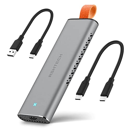 RSHTECH M.2 NVMe SSD Gehäuse Aluminium USB 3.1/3.2 Gen2 10Gbps M2 NVMe Gehäuse-Adapter Externe Thunderbolt 3 Festplattengehäuse für NVMe PCIe und SATA M-Key(B+M Key), UASP &Trim, Werkzeuglos, RSH-328 von RSHTECH