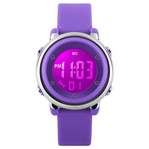Kinder Digital Sport Uhren – Mädchen 5 Bar Wasserdicht Uhren Sportuhr mit Wecker, Stoppuhr Armbanduhr mit 7 LED Hintergrundbeleuchtung für Kinder von RSVOM
