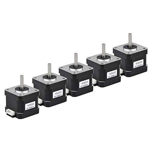 Rtelligent 42A02C Schrittmotor 2 Phasen Nema 17 Arduino Mini Stepping 42 Ncm 1,5 A Strom 38 mm Länge Bipolar 4,5 mm Welle mit 30 cm Kabel für 3D-Druck CNC (42A02C-XH2.54, 5) von RTELLIGENT