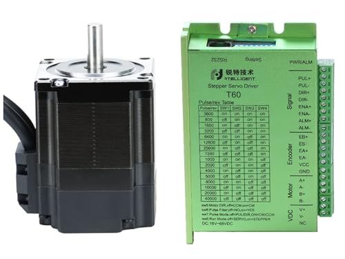 Rtelligent Closed-Loop-Schrittmotor und Treiber-Kit T60 +57A1EC Nema 23 24 Hybrid 1NM Bipolar 73 mm Länge 24-50 V Gleichspannung mit Encoder-Feedback für 3D-Drucker-CNC Rtelligent Closed-Loop-Schrittmotor und Treiber-Kit T60 +57A1EC Nema 23 24 Hybrid 1NM Bipolar 73 mm Länge 24-50 V Gleichspannung mit Encoder-Feedback für 3D-Drucker-CNC von RTELLIGENT