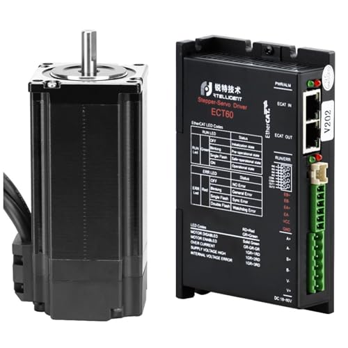Rtelligent Closed-Loop-Schrittmotortreiber-Kit ECT60 + 57AM30ED Busgesteuerte Hochleistungsunterstützung für COE, CSP, PP, PV und Homing Modus mit EtherCAT Kommunikation Nema 23 3NM Hybrid Bipolar CNC von RTELLIGENT
