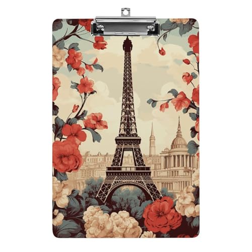 Klemmbrett Acryl Klemmbrett mit Metallclip A4 Standardgröße tragbar Paris Vintage Floral Schreiben Klemmbrett Still-Klemmbrett Ordner für Arbeit & Bürobedarf Briefgröße Klemmbrett Acryl Klemmbrett mit Metallclip A4 Standardgröße tragbar Paris Vintage Floral Schreiben Klemmbrett Still-Klemmbrett Ordner für Arbeit & Bürobedarf Briefgröße von RTFGHJS
