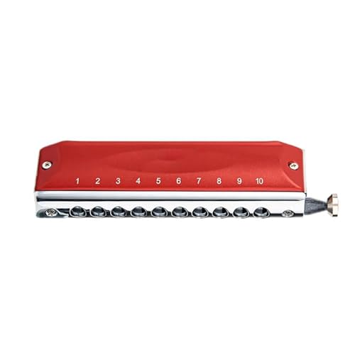 10 Loch Chromatische Mundharmonika C Tonart Professionelle Leistung Für Musikinstrumente(Red) von RTNGFHYT