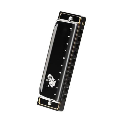 Diatonische Blues Mundharmonika Für Anfänger Tonart C 10 Löcher Standard H(Black) von RTNGFHYT