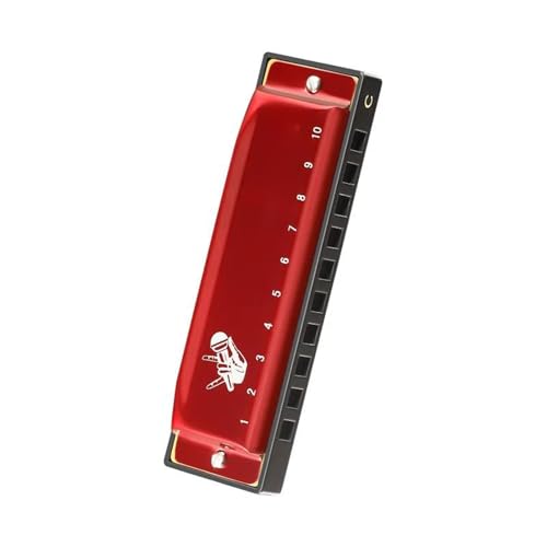 Diatonische Blues Mundharmonika Für Anfänger Tonart C 10 Löcher Standard H(Red) von RTNGFHYT