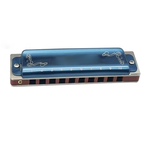 Diatonische Blues Mundharmonika Tonart C 10 Löcher 20 Töne Für Erwachsene Und Profis(Blue C) von RTNGFHYT