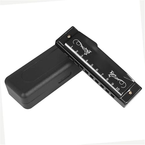 Musikliebhaber 10 Loch 20 Ton Edelstahlabdeckung Mundharmonika C Tonart(Black) von RTNGFHYT