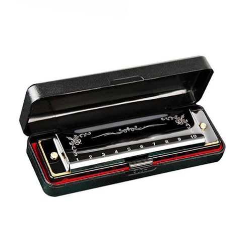 Professionelle 10 Loch 20 Noten Mundharmonika In C Tonart Mit Einem Farbenfrohen Etui Geeignet Für Anfänger(Black) von RTNGFHYT