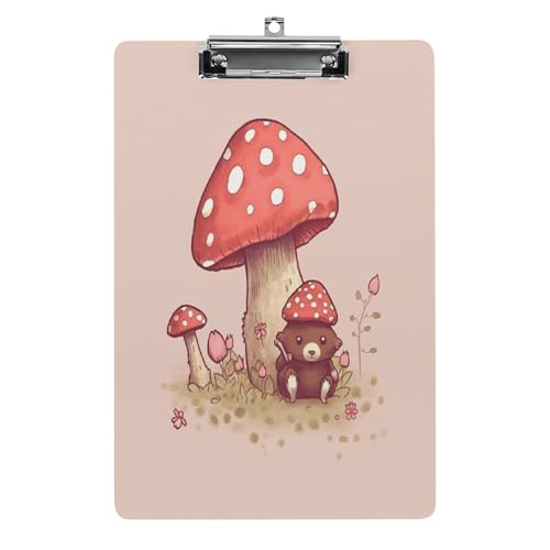 Acryl-Klemmbrett, 32,5 x 21,6 cm, lustiger Bär und Pilz, Druck-Dateibrett, niedlich, mit flachem Profil-Clip für Bürobedarf Acryl-Klemmbrett, 32,5 x 21,6 cm, lustiger Bär und Pilz, Druck-Dateibrett, niedlich, mit flachem Profil-Clip für Bürobedarf von RTSEBVN