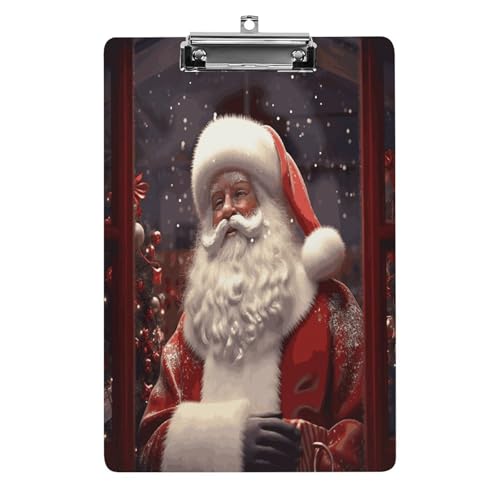 Acryl-Klemmbrett, 32,5 x 21,6 cm, lustiger Weihnachtsmann, Druck-Dateibrett, Clip, niedlich, mit niedrigem Profil-Clip für Büro von RTSEBVN