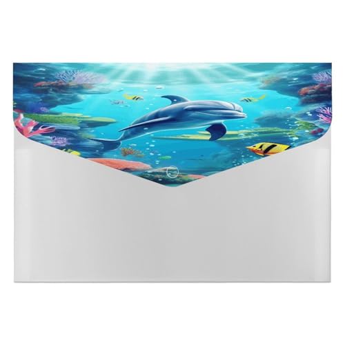 Dokumentenmappen, tragbar, Unterwasser-Delfin, Fisch, Druck-Datei-Aufbewahrungstasche, robuster Ordner, Organizer für Zuhause oder Büro Dokumentenmappen, tragbar, Unterwasser-Delfin, Fisch, Druck-Datei-Aufbewahrungstasche, robuster Ordner, Organizer für Zuhause oder Büro von RTSEBVN