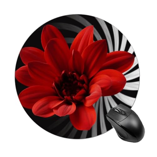 Mauspad, lustige rote Blume, rund, Gummiunterseite, kleines Mauspad oder Büro und Zuhause Mauspad, lustige rote Blume, rund, Gummiunterseite, kleines Mauspad oder Büro und Zuhause von RTSEBVN