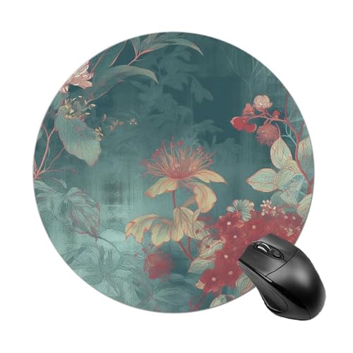 Mauspad, lustiges, elegantes Blumenmuster, rund, Gummiunterseite, kleines Mauspad oder Büro und Zuhause Mauspad, lustiges, elegantes Blumenmuster, rund, Gummiunterseite, kleines Mauspad oder Büro und Zuhause von RTSEBVN