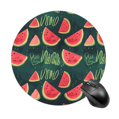 Mauspad Lustig in einer Melone, rund, Gummiunterseite, kleines Mauspad oder Büro und Zuhause von RTSEBVN