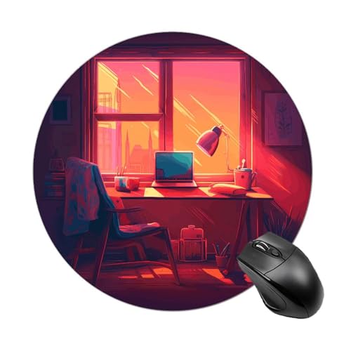 Mauspad im Anime-Stil, rund, Gummiunterseite, kleines Mauspad oder Büro und Zuhause von RTSEBVN