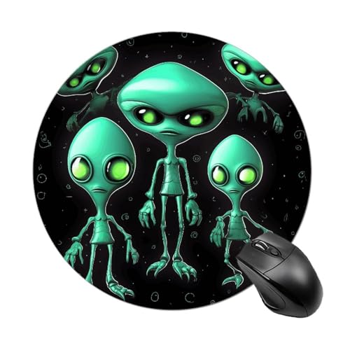 Mauspad mit lustigem Aliens, rund, Gummiunterseite, kleines Mauspad oder Büro und Zuhause von RTSEBVN