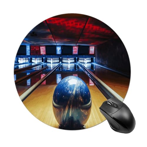 Mauspad mit lustigem Bowling-Design, rund, Gummiunterseite, kleines Mauspad oder Büro und Zuhause Mauspad mit lustigem Bowling-Design, rund, Gummiunterseite, kleines Mauspad oder Büro und Zuhause von RTSEBVN