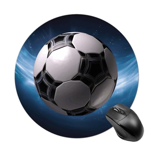 Mauspad mit lustigem Fußball, rund, Gummiunterseite, kleines Mauspad oder Büro und Zuhause von RTSEBVN