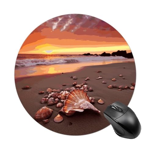 Mauspad mit lustigem Muschelmotiv, rund, Gummiunterseite, kleines Mauspad oder Büro und Zuhause von RTSEBVN