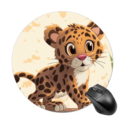 Mauspad mit lustigem Tiger, rund, Gummiunterseite, kleines Mauspad oder Büro und Zuhause von RTSEBVN