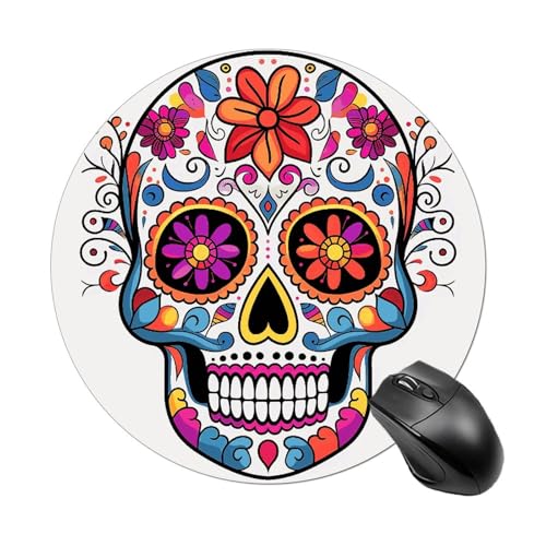 Mauspad mit lustigem Totenkopf-Motiv, rund, Gummiunterseite, kleines Mauspad oder Büro und Zuhause Mauspad mit lustigem Totenkopf-Motiv, rund, Gummiunterseite, kleines Mauspad oder Büro und Zuhause von RTSEBVN