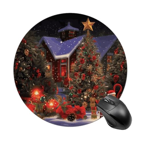 Mauspad mit lustigem Weihnachtsmotiv, rund, Gummiunterseite, kleines Mauspad oder Büro und Zuhause von RTSEBVN