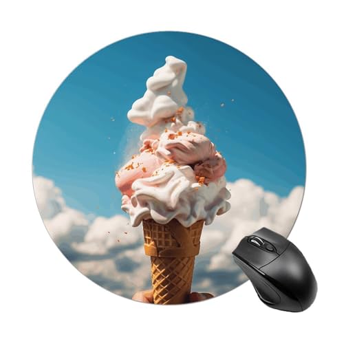 Mauspad mit lustigem Wolkeneis, rund, Gummiunterseite, kleines Mauspad oder Büro und Zuhause Mauspad mit lustigem Wolkeneis, rund, Gummiunterseite, kleines Mauspad oder Büro und Zuhause von RTSEBVN