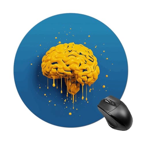 Mauspad mit lustigem gelbem Gehirn, rund, Gummiunterseite, kleines Mauspad oder Büro und Zuhause Mauspad mit lustigem gelbem Gehirn, rund, Gummiunterseite, kleines Mauspad oder Büro und Zuhause von RTSEBVN