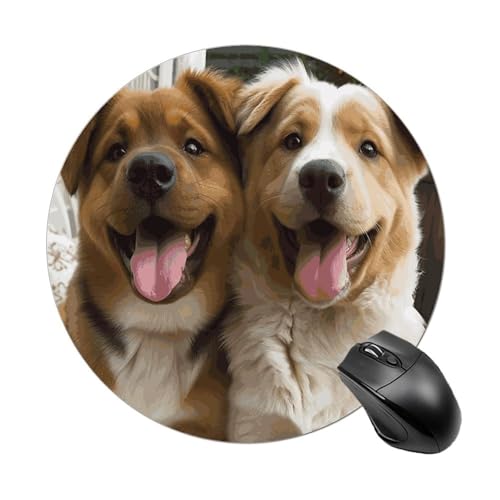 Mauspad mit lustigen, lustigen Hunden, rund, Gummiunterseite, kleines Mauspad oder Büro und Zuhause Mauspad mit lustigen, lustigen Hunden, rund, Gummiunterseite, kleines Mauspad oder Büro und Zuhause von RTSEBVN