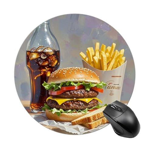 Mauspads, lustiges Fast Food-Enthusiasten, rund, Gummiunterseite, kleines Mauspad oder Büro und Zuhause Mauspads, lustiges Fast Food-Enthusiasten, rund, Gummiunterseite, kleines Mauspad oder Büro und Zuhause von RTSEBVN