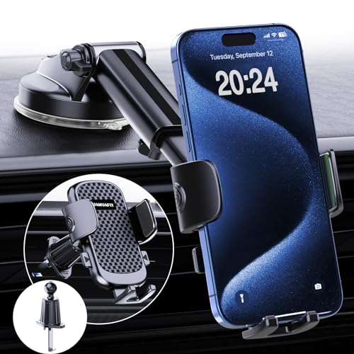 KFZ-Handyhalterung [passend für dicke Hülle] Ultra-Saugnapf-Handyhalterung für Armaturenbrett, Windschutzscheibe, mobiler Ständer, LKW, Fahrzeughalterung für iPhone 16, 15, Pro, Max, 14, 13, 12 X von RUAMUAFLY