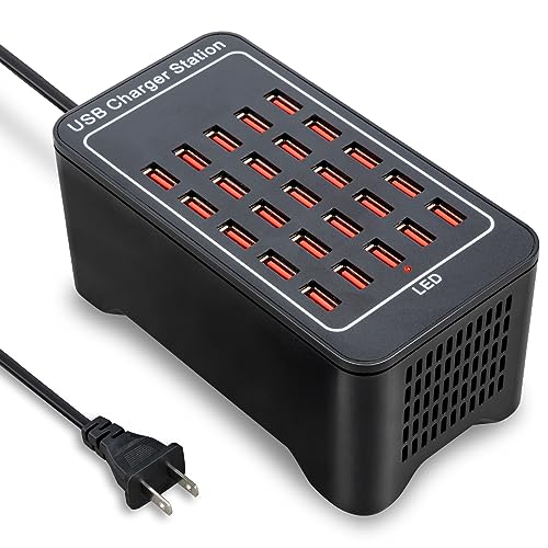 USB-Ladestation, 25 Anschlüsse, 125 W (25 A), Reise-Desktop-USB-Schnellladegerät, mehrere Anschlüsse, Schnellladestation, Organizer, kompatibel mit Smartphones, Tischen und weiteren Geräten von RUANSZZ