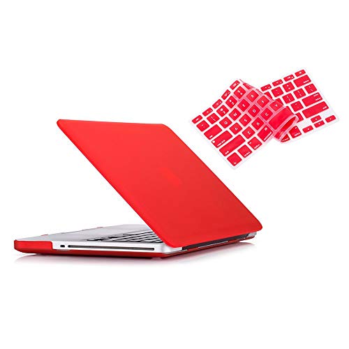 MacBook Pro 13 Hülle 2012 2011 2010 2009 Release A1278, Ruban Hard Case Shell Cover und Keyboard Skin Cover für Apple MacBook Pro 13 Zoll mit CD-ROM - Rot von RUBAN