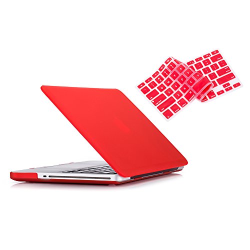 MacBook Pro 13 Hülle 2012 2011 2010 2009 Release A1278, Ruban Hard Case Shell Cover und Keyboard Skin Cover für Apple MacBook Pro 13 Zoll mit CD-ROM - Rot von RUBAN