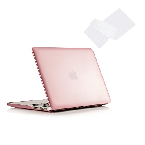 RUBAN Kunststoff Hard Case und Tastatur Cover für MacBook Pro 13 Zoll mit Retina (kein USB-C) (A1502 / A1425), Erschienen 2015/2014/2013/2012 (keine CD-ROM) - Roségold von RUBAN