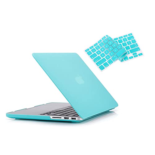 RUBAN Kunststoff Hard Case und Tastatur Cover für MacBook Pro 13 Zoll mit Retina (kein USB-C) (A1502 / A1425), Erschienen 2015/2014/2013/2012 (keine CD-ROM) - Türkis von RUBAN