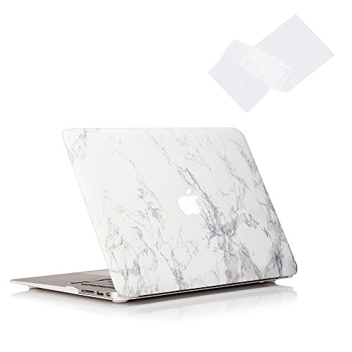 RUBAN MacBook Air 13-Zoll-Tasche - passend für frühere Generationen A1466/A1369, schlanke Hartschalen-Schutzhülle, Tastaturabdeckung, weißer Marmor von RUBAN