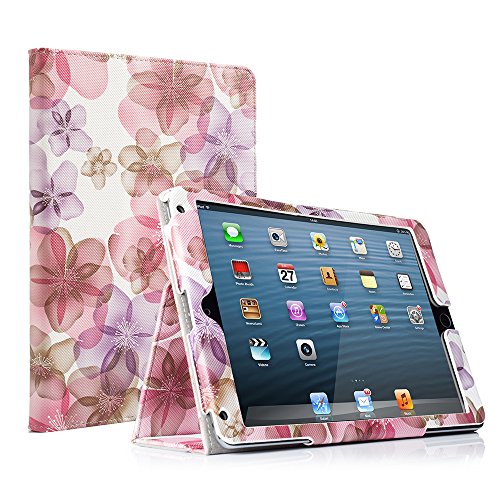 RUBAN Schutzhülle für iPad 9,7 Zoll 2018/2017/iPad Air 2/iPad Air 1 [Eckenschutz] – [Kratzfest] Premium PU-Leder Folio Smart Stand Cover mit Auto Sleep/Wake, Floral Purple von RUBAN