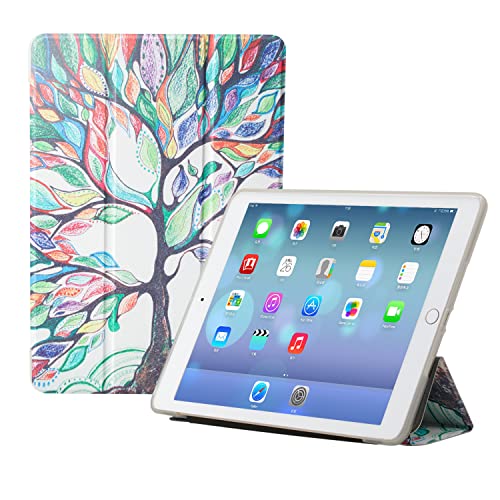 RUBAN Schutzhülle für iPad 9,7 Zoll 6. 5. Generation, Air 2/Air 1 2018 2017 – Ultra Slim Leicht Smart Cover mit Anti-Kratzer Non-Slip Flexible Soft TPU Rückabdeckung mit Auto Sleep/Wake (Love Tree) von RUBAN
