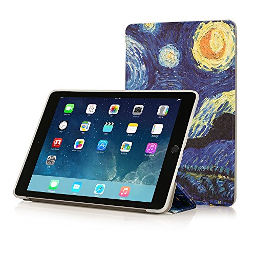 RUBAN Schutzhülle kompatibel mit iPad Air 2 (2014 Release) – Schlanke leichte Schutzhülle Smart Shell Anti-Scratch Anti-Rutsch Flexible Soft TPU Back Cover Stand [Auto Sleep/Wake], Night Sky von RUBAN