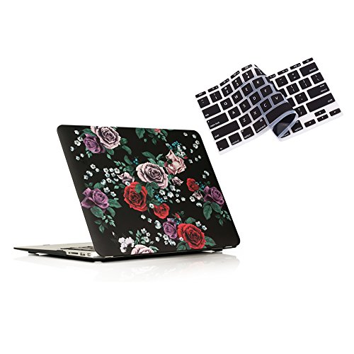 Ruban MacBook Air 13-Zoll-Tasche - passend für frühere Generationen A1466/A1369, schlanke Hartschalen-Schutzhülle, Tastaturabdeckung, Rose Flower von RUBAN