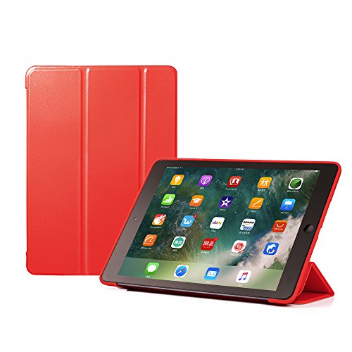 Ruban iPad 9,7 Zoll 2017 Hülle – Ultra Slim Leichte Smart Shell Stand Cover mit Auto Wake / Sleep Funktion für Apple iPad 9,7 Zoll 2017 Release Tablet, Rot von RUBAN
